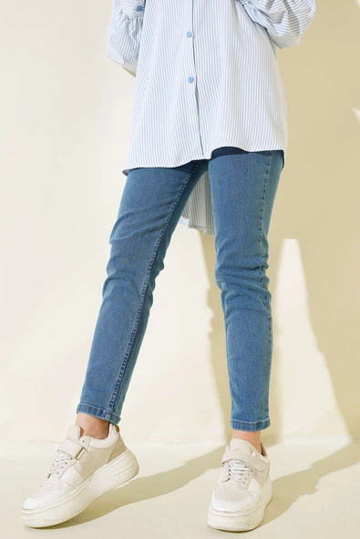 Likralı Boyfriend Kot Pantolon Orta Mavi ürün görseli 1