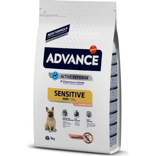 Advance Somonlu ve Pirinçli Hassas Küçük Irk Yetişkin Köpek Maması 3kg