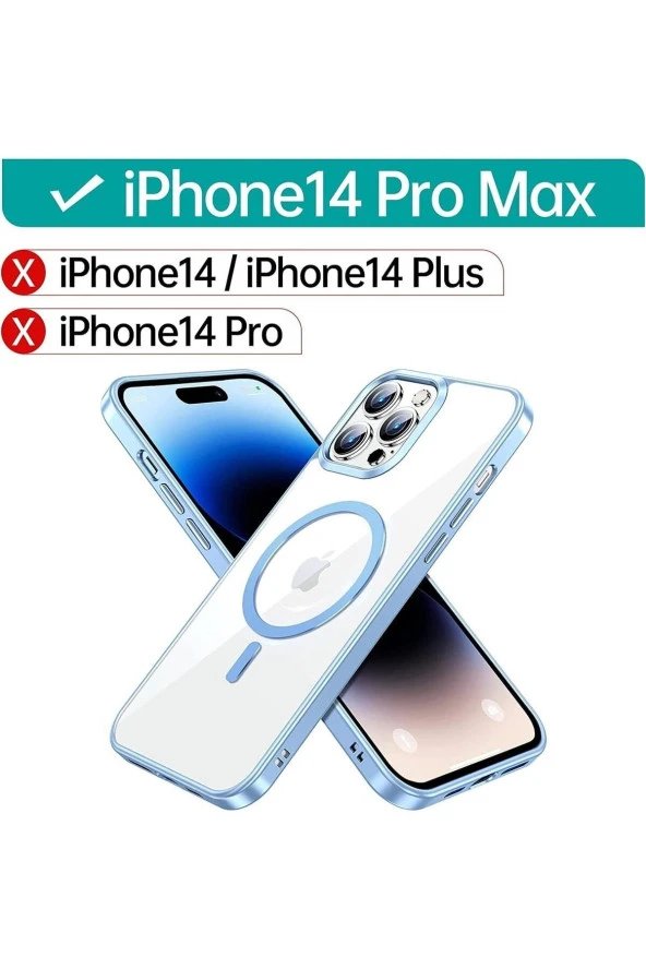 Iphone 14 Pro Max Renkli-şeffaf Magnetic Kablosuz Şarjlı Koruyucu Kılıf - 3