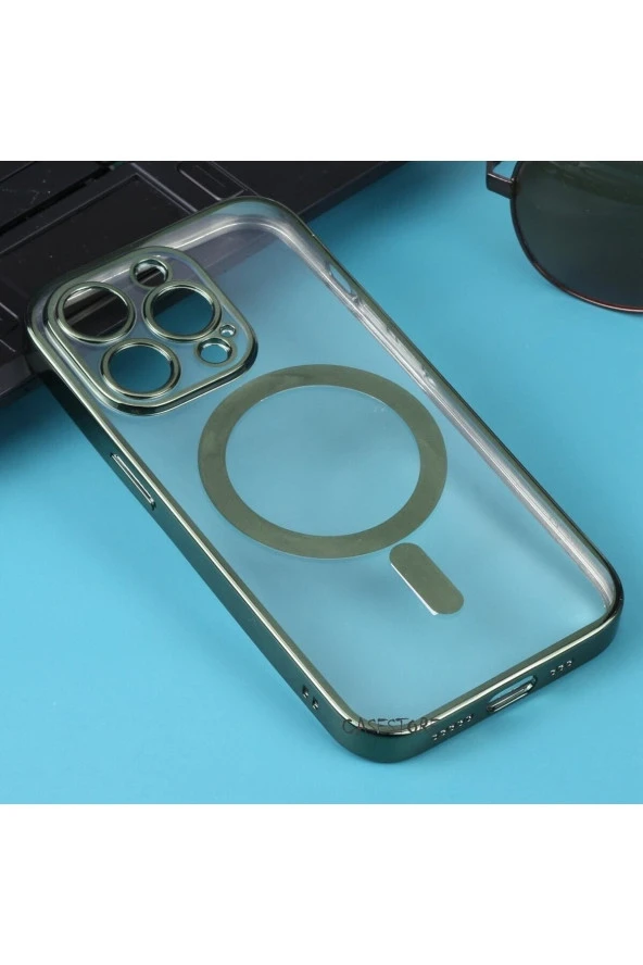 Iphone 14 Pro Max Renkli-şeffaf Magnetic Kablosuz Şarjlı Koruyucu Kılıf