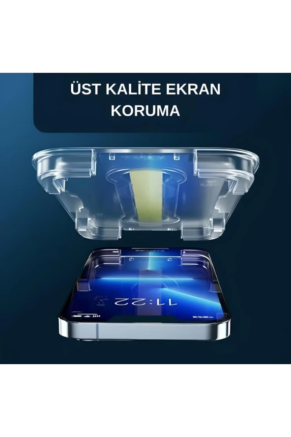 14 Plus Uyumlu Kolay Uygulama Aparatlı Ekran Koruyucu Kristal Cam - Premium Kalite