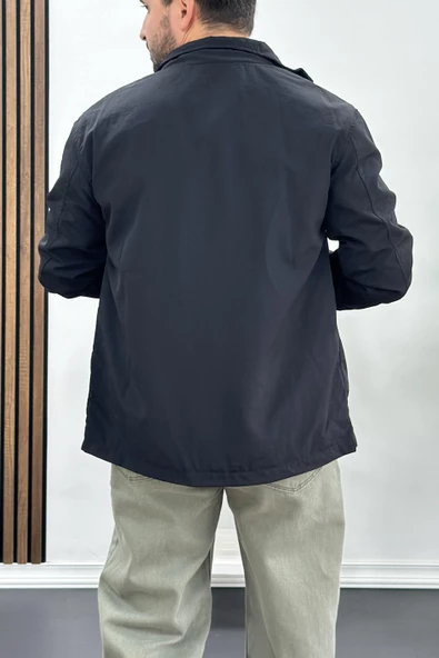 Erkek Regular Krinkıl Kumaş Mevsimlik Ceket Siyah Edw082 - Resim 4