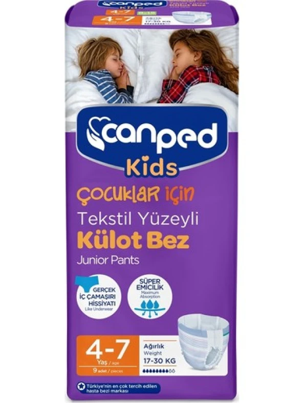 Canped Kids Tekstil Yüzeyli 4-7 Yaş 9'lu Çocuk Külotlu Hasta Bezi