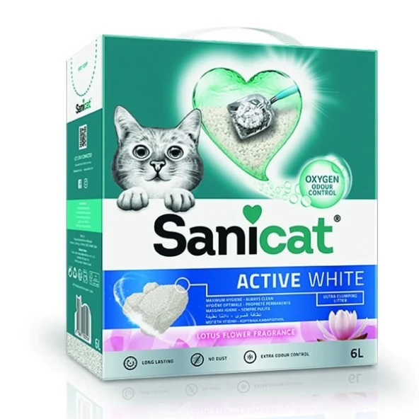 Sanicat Active White Lotus Çiçeği Kokulu Doğal Kedi Kumu 6 Lt