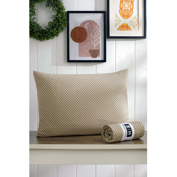 Tabu Home Puantiyeli Kahverengi Tek Kişilik Lastikli Çarşaf