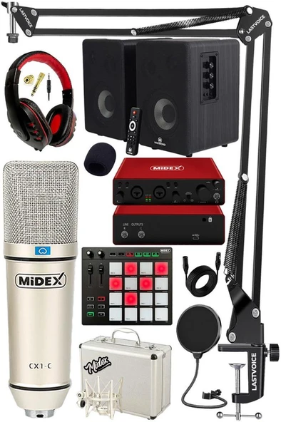 Midex Referans Paket-4 Maxword Monitör Ses Kartı CX1 Mikrofon Pad Controller ürün görseli 1