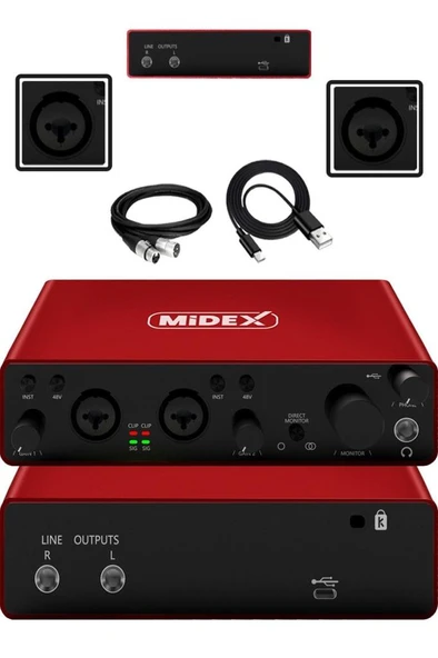 Midex Referans Paket-4 Maxword Monitör Ses Kartı CX1 Mikrofon Pad Controller - Resim 3