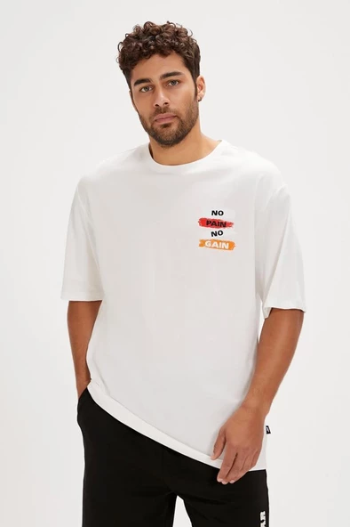 Bad Bear GAIN T-SHIRT OS OFF-WHITE Erkek Tişört Beyaz S-XXL