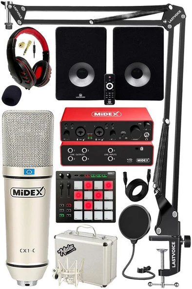 Midex Referans Paket-5 Maxword Monitör Ses Kartı CX1 Mikrofon Pad Controller ürün görseli 1