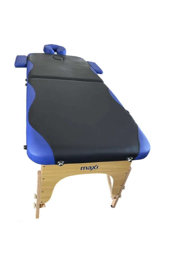 MAXİ Katlanabilir Ahşap Masaj Masası çanta Tipi Masaj Ve Tedavi Yatağı Mavi-siyah