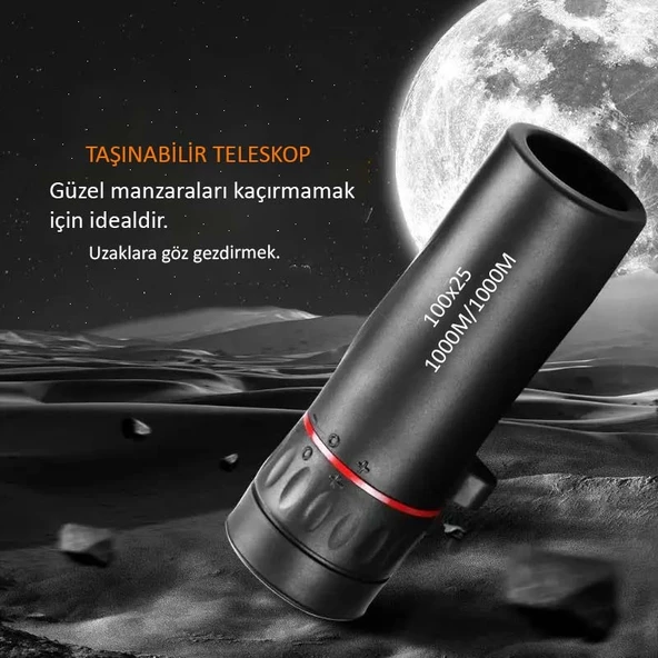 HyMark 100x25 Zoomlu Yüksek Çözünürlüklü Tek Gözlü Monoküler Dürbün - Resim 14