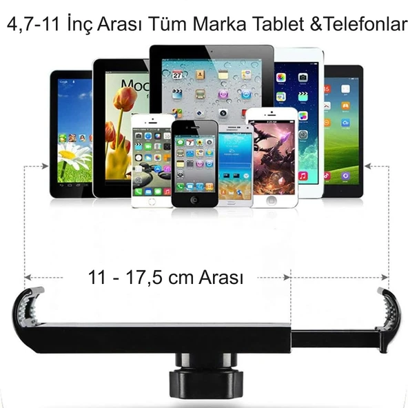 HyMark Esnek Metal Uzun Kollu Telefon Tablet Tutucu Teleskopik 360 Derece Hareketli - Resim 2