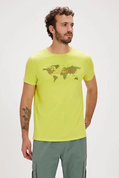 Bad Bear GLOBE T-SHIRT SULPHUR Erkek Tişört Yeşil S-XXL