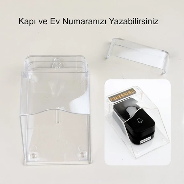 HyMark Kablosuz Led Kapı Zili 1 Buton 1 Zil 1 Koruyucu Kapak Pil Gerektirmeyen 150 Metre Çekim 60 Zil Tonu - 7