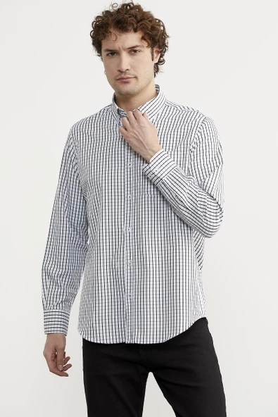 Kareli Uzun Kol Cepli Gömlek - Siyah - Resim 4