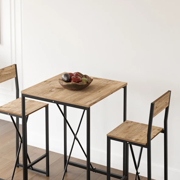 Eportatif Bar Masa Sandalye Seti Mutfak Yemek Masası Takımı 1009 - 3