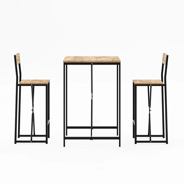 Eportatif Bar Masa Sandalye Seti Mutfak Yemek Masası Takımı 1009 - 5