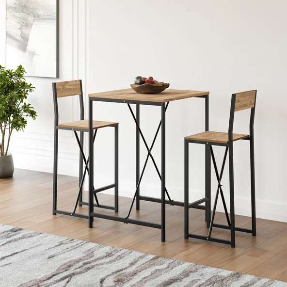 Eportatif Bar Masa Sandalye Seti Mutfak Yemek Masası Takımı 1009