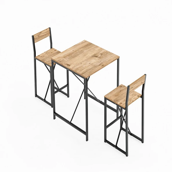 Eportatif Bar Masa Sandalye Seti Mutfak Yemek Masası Takımı 1009 - 6