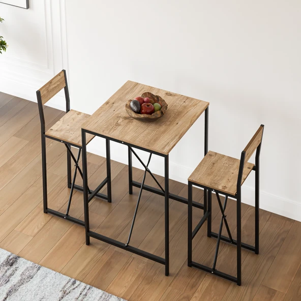 Eportatif Bar Masa Sandalye Seti Mutfak Yemek Masası Takımı 1009 - 2