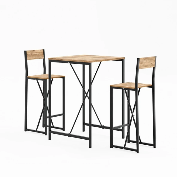 Eportatif Bar Masa Sandalye Seti Mutfak Yemek Masası Takımı 1009 - 4