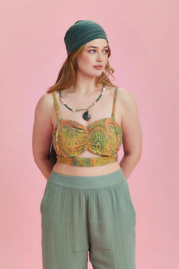 İnce Askılı Cut Out Detay Koton Büyük Beden Bluz - 2