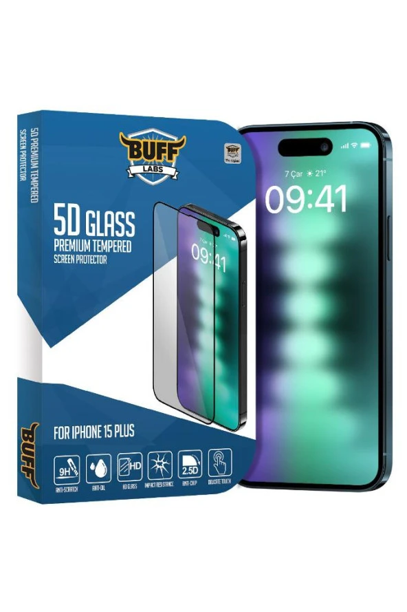 Buff iPhone 15 Plus 5D Glass Ekran Koruyucu