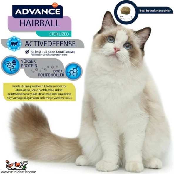 Advance Hindili Hairball Tüy Yumağı Önleyici Kısırlaştırılmış Kedi Maması 3kg - 3