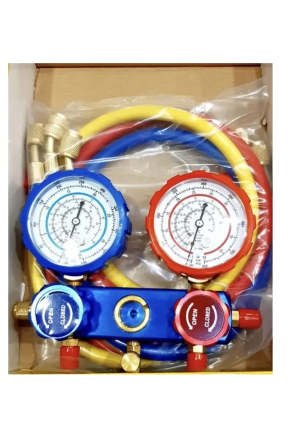 METİN ISITMA SOĞUTMA GAZ MANİFOLT ÇİFT SAATLİ HORTUMLU (22-404-134-410) - 1