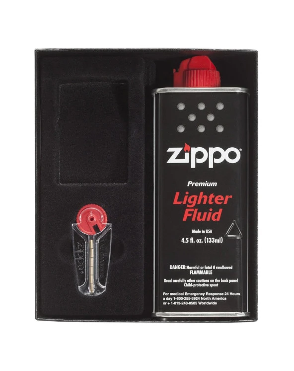 Zippo Çakmak Hediye Kutusu + Benzini + Taş Seti (Z-50RE4)
