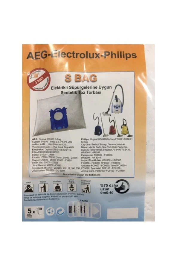 METİN ISITMA SOĞUTMA Aeg-Electrolux-Philips Uyumlu S Bag Toz Torbası