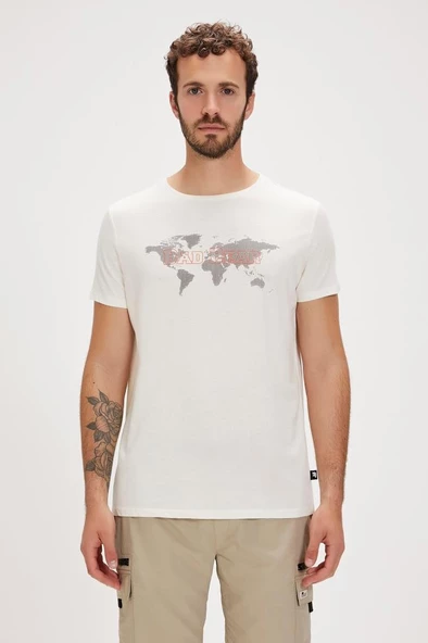 Bad Bear GLOBE T-SHIRT MARSHMALLOW Erkek Tişört Beyaz S-XXL - 3