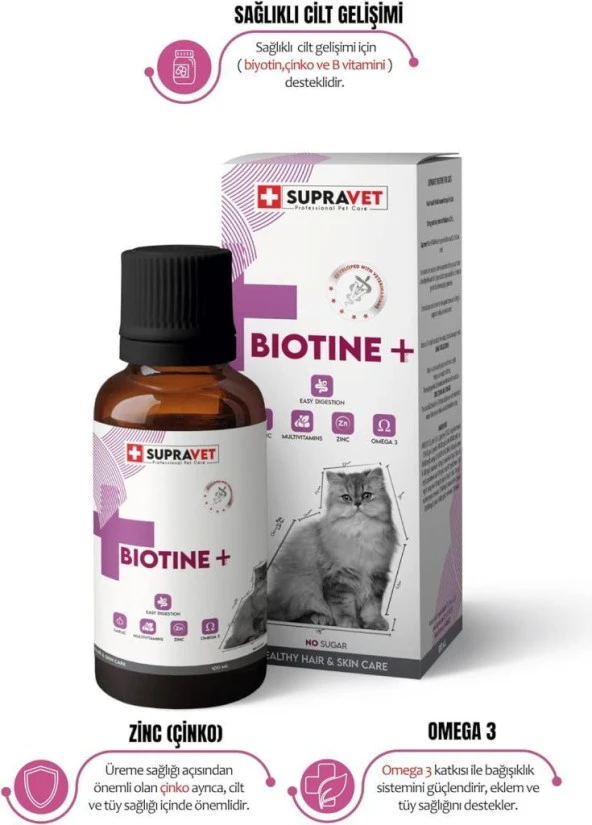 Supravet Biotine Cat Extra Deri ve Tüy Sağlığı Damlası 100 ML - 3