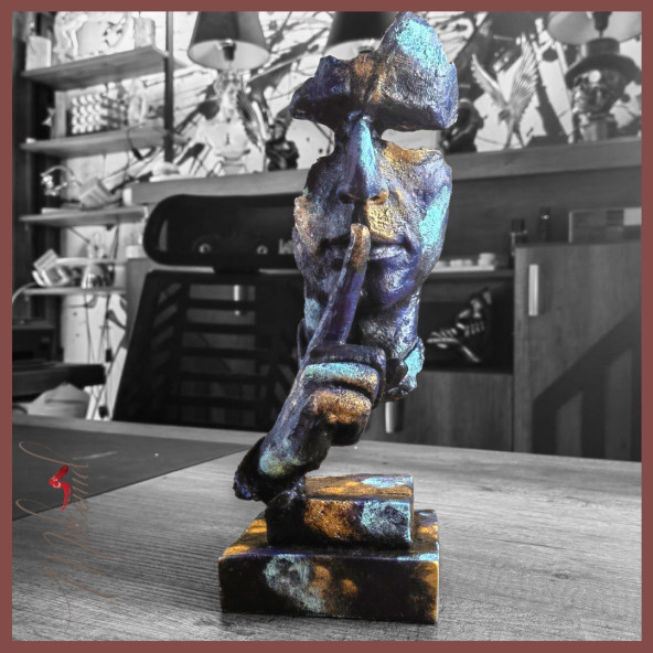 Susturma Heykeli Figür Dekoratif Obje Ve Biblo Masa Dekorasyon Salon Ofis Aksesuarları - Resim 3