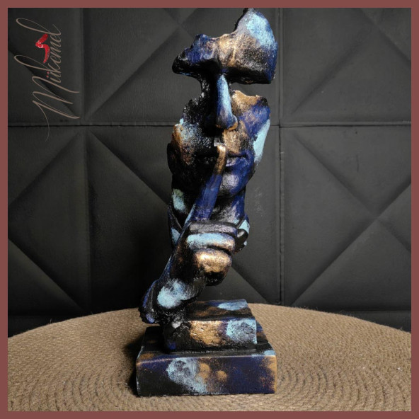 Susturma Heykeli Figür Dekoratif Obje Ve Biblo Masa Dekorasyon Salon Ofis Aksesuarları - Resim 6