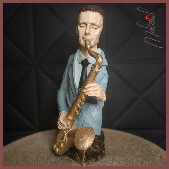 Müzisyen Heykeli 3 Figür Dekoratif Obje Ve Biblo Masa Dekorasyon Salon Ofis Aksesuarları - Resim 4