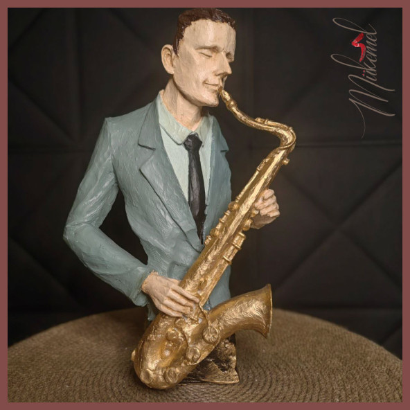 Müzisyen Heykeli 3 Figür Dekoratif Obje Ve Biblo Masa Dekorasyon Salon Ofis Aksesuarları - Resim 5