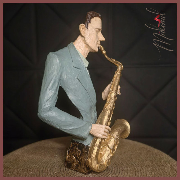 Müzisyen Heykeli 3 Figür Dekoratif Obje Ve Biblo Masa Dekorasyon Salon Ofis Aksesuarları - Resim 6