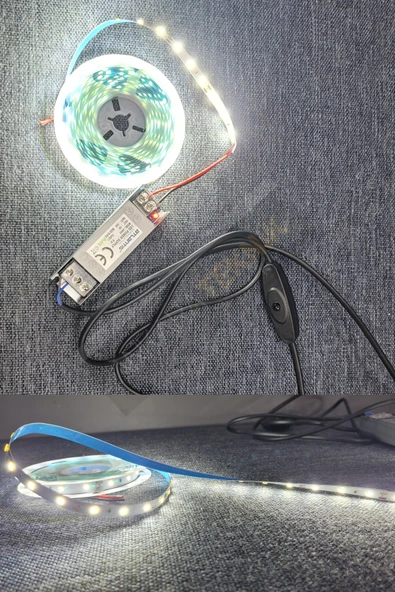 Mutfak Dolabı Için 5 Mt.  Şerit Led 12v Adaptör Aç Kapa Anahtarlı - 6