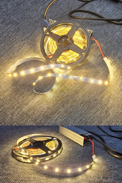 Mutfak Dolabı Için 5 Mt.  Şerit Led 12v Adaptör Aç Kapa Anahtarlı - 3