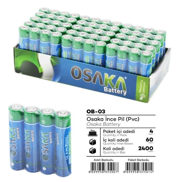 Osaka R03 AAA İnce Pil 60lı