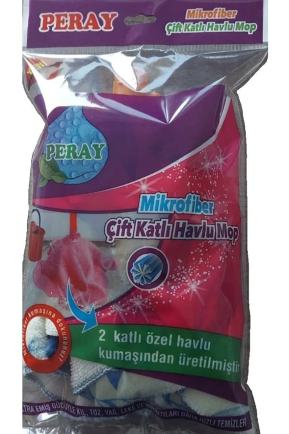 Peray Microfiber Çift Katlı Havlu Mop