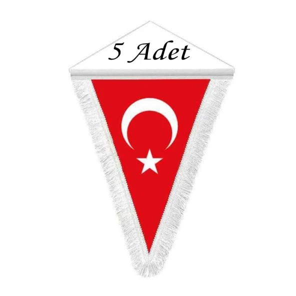 Saçaklı Türk Bayrağı 5 Adet Üçgen Saçaklı Türk Bayrağı 20x30