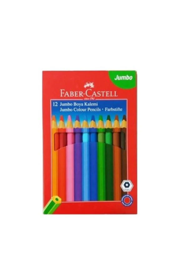 Faber Castell Jumbo Kuru Boya 12 Renk Köşeli