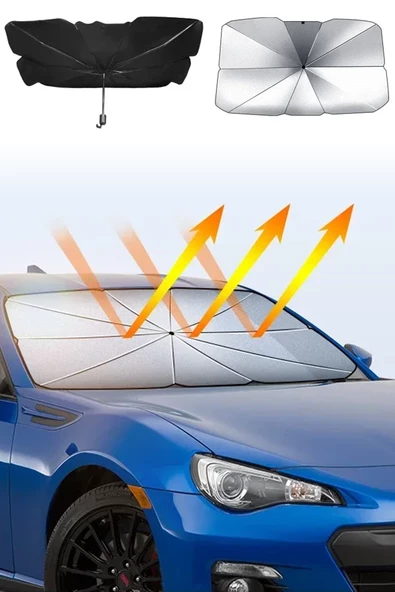 Universal Tüm Araçlara Uygun Araba Ön Cam Güneşlik Katlanabilir Güneşlik Şemsiye Ön Cam Gölgelik Büyük Boy 80 cm x 135 cm ürün görseli 1