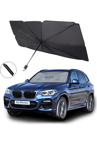 Universal Tüm Araçlara Uygun Araba Ön Cam Güneşlik Katlanabilir Güneşlik Şemsiye Ön Cam Gölgelik Büyük Boy 80 cm x 135 cm - 2