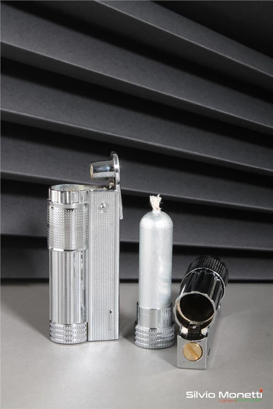 Silvio Monetti Gümüş Muhtar Benzinli Çakmak 24CSM814ABTR01 - Resim 2