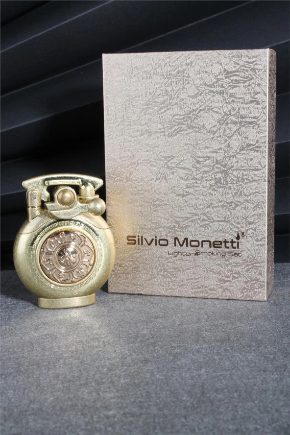 Silvio Monetti  Sarı Renk Özel Tasarım Çarklı Benzinli Çakmak  24CSM892TR03 - Resim 4