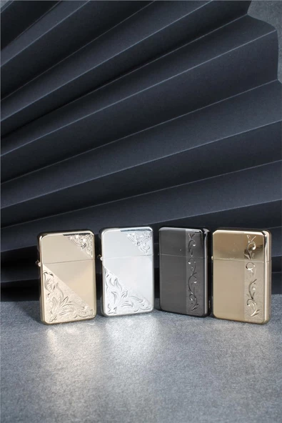 Silvio Monetti  Gümüş Renk İşlemeli Kapaklı Benzinli Çakmak  24CSM916CR04 - Resim 8