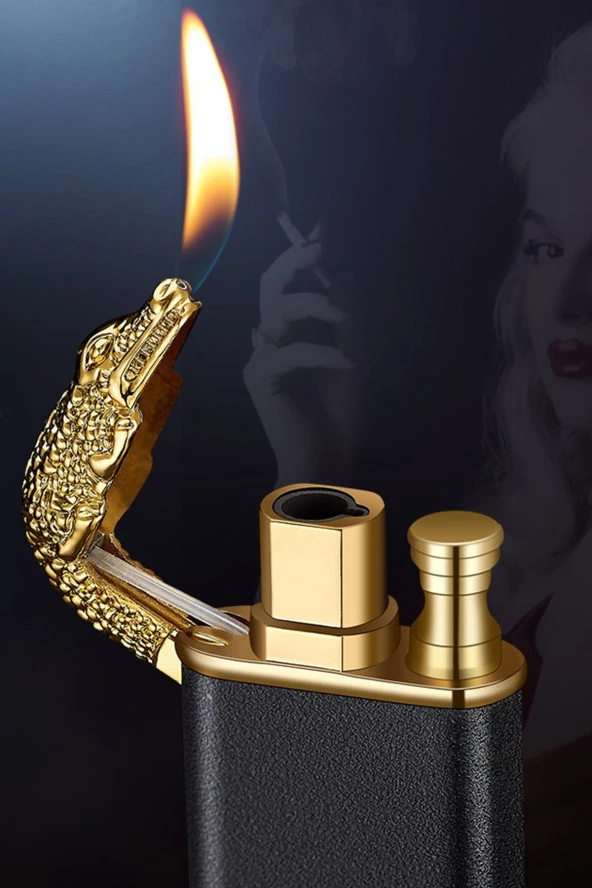 Siyah Ejderha Alevli Gazlı Pürmüzlü Lüx Çakmak BMCTMSHR01 - Resim 3